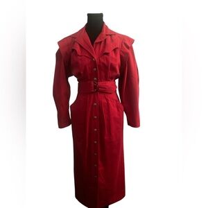 Karen Alexander Red Long Sleeve Puff Shirt Dress GUC 4